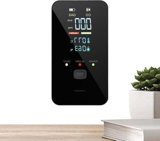 OEM Alarma De Mon&oacute;xido De Carbono - Detector De Gas - Seguridad En Interiores - Medidor Digital 4 En 1 - 6,5 X 11,2 X 6,5 Cm - Negro