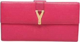 Saint Laurent Tweedehands leren portemonnees - Dames - Vintage Accessoires - Roze - ONE Size - Vintage