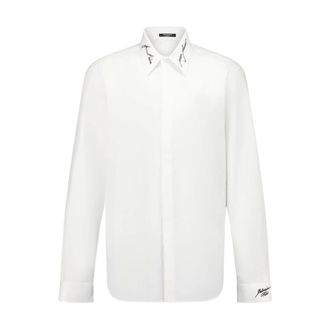 Balmain Embroidered Collar Poplin Shirt - male - Balmain - Formal Shirts - White - XL - Shirts