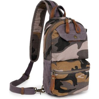 TSD Brand Mountain Leaf Rugged Trail Ready Sling Bag in Grey Camo at Nordstrom