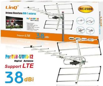 Trade Shop Trade Shop - Antenna Tv Uhf Dvb-t Dvb-t2 Digitale Esterno Amplificata Ricevitore 38dbi Wc-238b