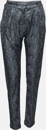 Emporio Armani Black Floral Jersey Knit Skinny Trousers