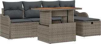 vidaXL Vidaxl - Garden Sofa Set Height-Adjustable 6 pcs Grey Poly Rattan