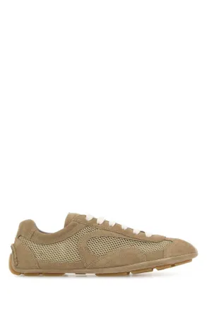 Prada Beige Suede And Mesh Montecarlo Sneakers
