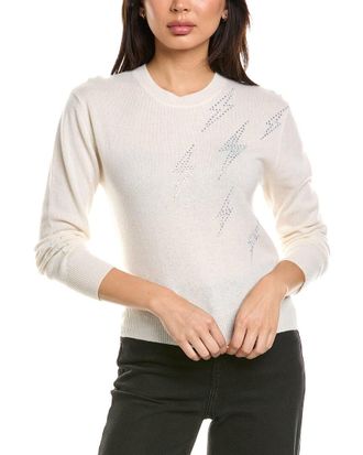 Brodie Hazel Hot Fix Bolt Crewneck Cashmere Sweater
