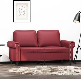 vidaXL Sof&aacute; De 2 Plazas De Cuero Sint&eacute;tico Rojo Vino 120 Cm Vidaxl