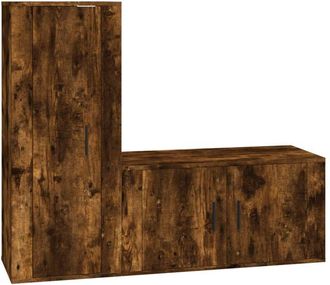 vidaXL Vidaxl - Set De Muebles De Tv 2 Pzas Madera Contrachapada Roble Ahumado