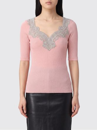 Chlo&eacute; Maglia a coste slim fit in lana con scollo a V e ricami