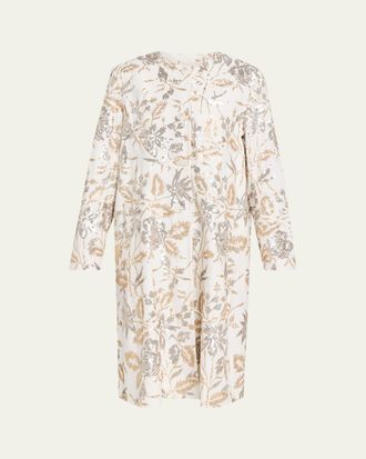 Prabal Gurung Single-Breasted Floral Sequined Collarless Car Coat