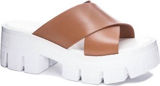 Chinese Laundry Womens Crossed Chunky Lock Down Sandal In Natural