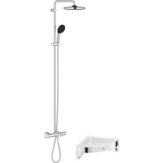 GROHE Columna De Ducha Termost&aacute;tica Cromada Grohe Vitalio Start System + Plato De Ducha Esquinero Start Cube