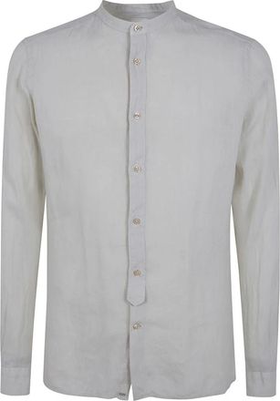 Tintoria Mattei Linnen Overhemd met Mandarijnkraag - Heren - Casual Overhemden - Beige - M - Linnen - Overhemden