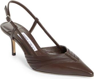Jimmy Choo London Afia Pointed Toe Slingback Pump in Chocolate/Chocolate at Nordstrom, Size 10.5Us