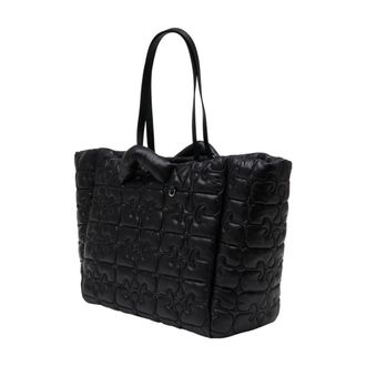 Ganni Quilted Synthetic Tote Bag - Black