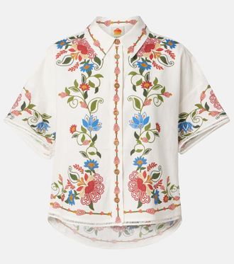 Farm Rio Camicia Stitched Garden in misto lino