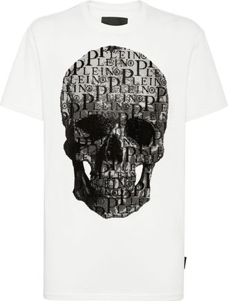 Philipp Plein T-shirt Round Neck SS Skull and Plein with Crystals