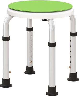 HOMCOM 360 Degree Swivel Shower Stool W/ Non-Slip Feet For Disabled Green | TJ Hughes