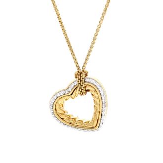 David Yurman Cable Heart Pendant Necklace 18K Yellow Gold with Diamonds
