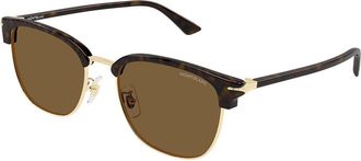 Montblanc MB0439SA Asian Fit 003 Mens Sunglasses Gold Size 55