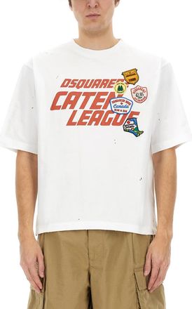 Dsquared2 White Graphic Crew Neck T-Shirt