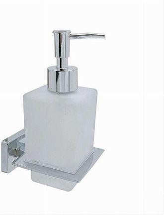 Trade Shop Trade Shop - Dispenser Sapone Cubico Da Muro In Acciaio Vetro Satinato 16cm Arredo Bagno 87215