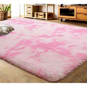 OEM Alfombra De Piel Sint&eacute;tica Esponjosa, Antideslizante, De Felpa Y Terciopelo (rosa Y Blanco, 120 X 160 Cm)