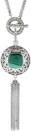 Samuel B. Sterling Silver & Semiprecious Stone Tassel Necklace in Green at Nordstrom Rack