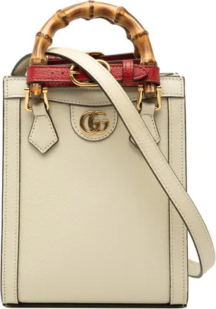 Gucci Ivory White Leather Handbag Shoulder Bag Tote Bag (Pre-Owned)