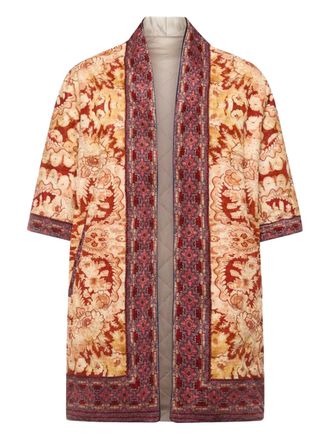 Pierre-Louis Mascia floral-patterned short-sleeved coat - unisex - Fabric - One Size - Brown