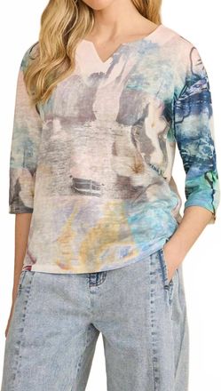 FDJ Drop Shoulder Notch Neck Top In Spring Collage