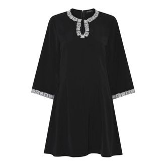 Bruuns Bazaar Short Dresses, female, Black, S, Embroidered Floral A-Line Dress Black