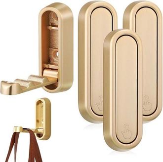 No Brand Gancho De Pared - Aleaci&oacute;n De Zinc - Plegable - 4 Piezas - 7,4 &times; 2,4 &times; 1,3 Cm - Para Ba&ntilde;o Y Cocina - Gancho Abatible - Para Colgar Abrigos Y Bolsos - 