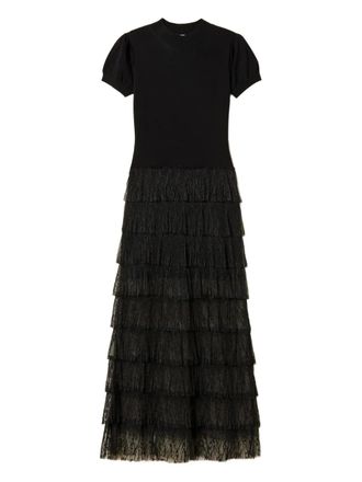 Twin-Set plumetis lace knit dress - Black