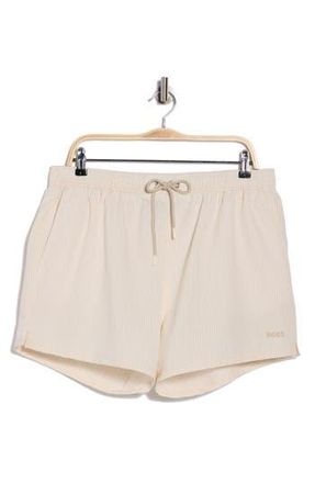 BOSS Velvetfish Seersucker Swim Trunks in Open White at Nordstrom Rack, Size Xx-Large