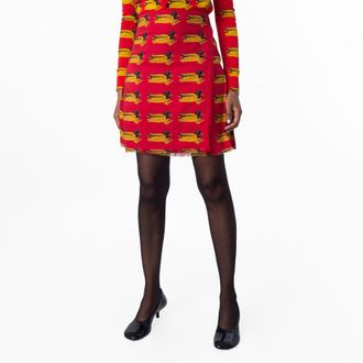 Burberry Duck Print Wool Mini Skirt, Brand Size 12 ( US Size 10 )