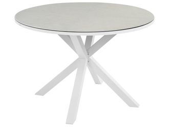 Beliani Mesa de jard&iacute;n 120 cm 120 cm vidrio gris pardo