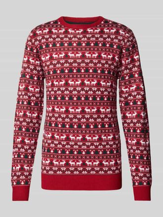 Lindbergh Lindbergh Strickpullover mit gerippten Abschl&uuml;ssen in Rot, Gr&ouml;&szlig;e XXL