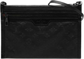 Louis Vuitton Pre-owned Double Flat Messenger - Dames - Vintage Schoudertas - Zwart - ONE Size - Leer - Vintage