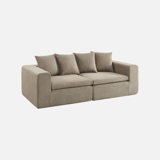 Sweeek Sof&aacute; Envasado Al Vac&iacute;o Modular De Tela Chenilla, 3 Plazas
