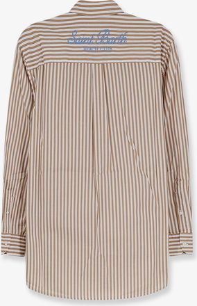 MC2 Saint Barth Womens Striped Cotton Shirt Beige