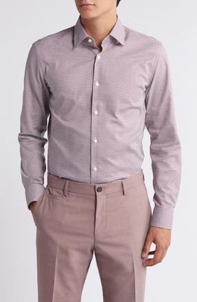 BOSS Hank Kent Stripe Stretch Dress Shirt in Open Red at Nordstrom Rack, Size 15