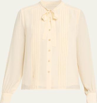 Ulla Johnson Delvine Tie-Neck Button-Front Blouse