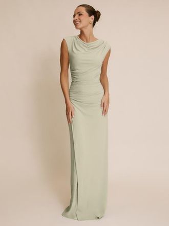 Six Stories Cowl Gathered Short Sleeve Bridesmaid in Sage at Nordstrom, Size 12
