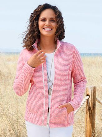 Casual Looks Fleecejacke CASUAL LOOKS, Damen, Gr. 36, flamingo, meliert, 100% Polyester, Besatz:8% Elasthan, 92% Polyester, meliert, Jacken Fleecejacke