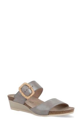 Naot Magic Luxe Double Strap Platform Slide Sandal in Titanium Leather at Nordstrom, Size 11Us