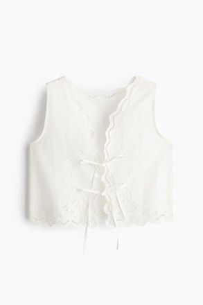 H&M Tie-front Cotton Beach Top in White at Nordstrom, Size Large
