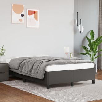 vidaXL Estructura De Cama Sin Colch&oacute;n Cuero Sint&eacute;tico Gris 120x200 Cm Vidaxl