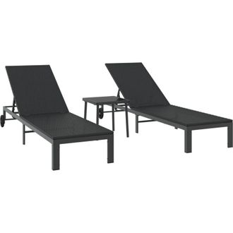 vidaXL Tumbona Con Coj&iacute;n 2 Pcs Negro 40 X 39 X 40.5cm Rat&aacute;n Sint&eacute;tico Vidaxl