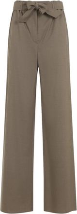 Max Mara Damesbroek Kleding Beige Ss 26 - Dames - Wijde Broeken - Beige - S - Wol - Broeken