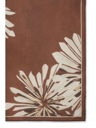 Brunello Cucinelli Womens Silk Pong&eacute;e Scarf Bloom Print Bordeaux Scarfs